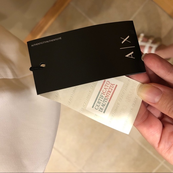 NEW AX Armani Exchange white fitted mini length shift dress mesh piecing size 6 - Picture 8 of 8